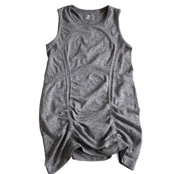 Athleta Heathered Gray Ruched Workout Tank with Ribbed Detail Sz XS Workout Yoga - Picture 3 of 8